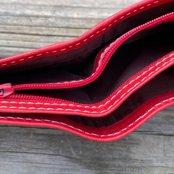 Genuine Leather Card Holder Handmade Wallet Men Bifold RedWhite Card Holder - Picture 7 of 14